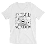 Rebel Reader Unisex Short Sleeve V-Neck T-Shirt Black Logo