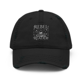 Rebel Reader Embroidered Distressed Hat