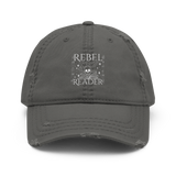 Rebel Reader Embroidered Distressed Hat