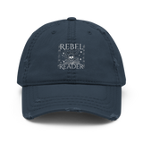 Rebel Reader Embroidered Distressed Hat