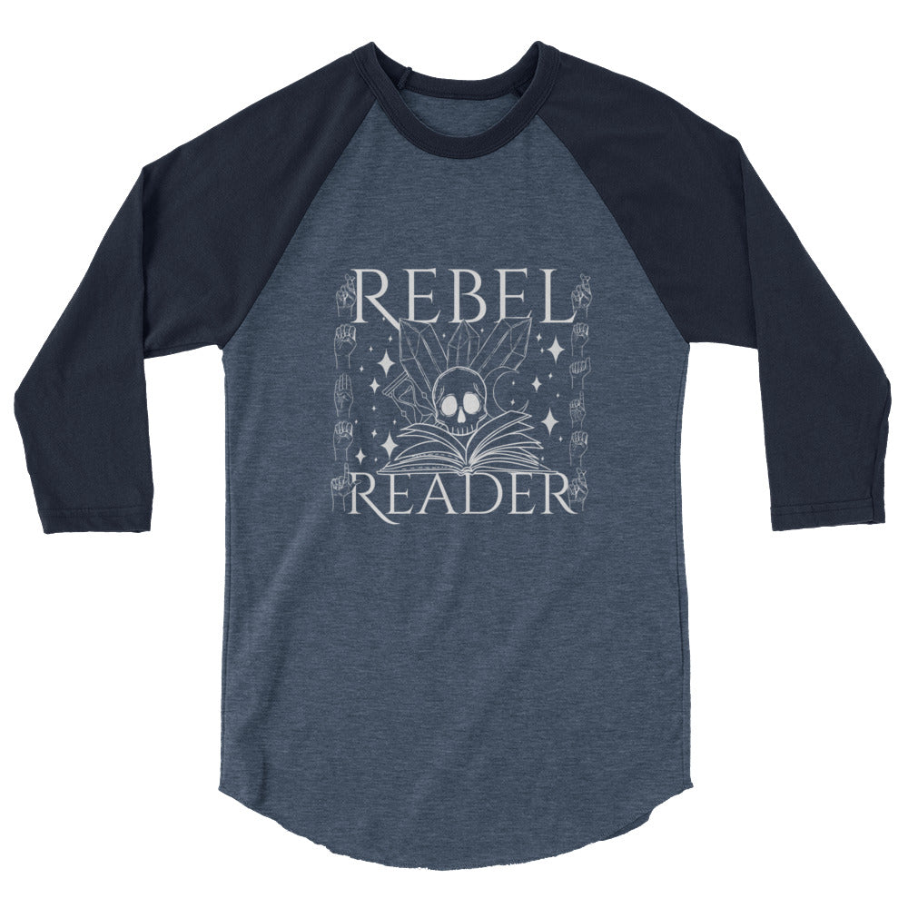 Rebel Reader 3/4 sleeve raglan shirt White Logo