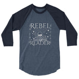 Rebel Reader 3/4 sleeve raglan shirt White Logo