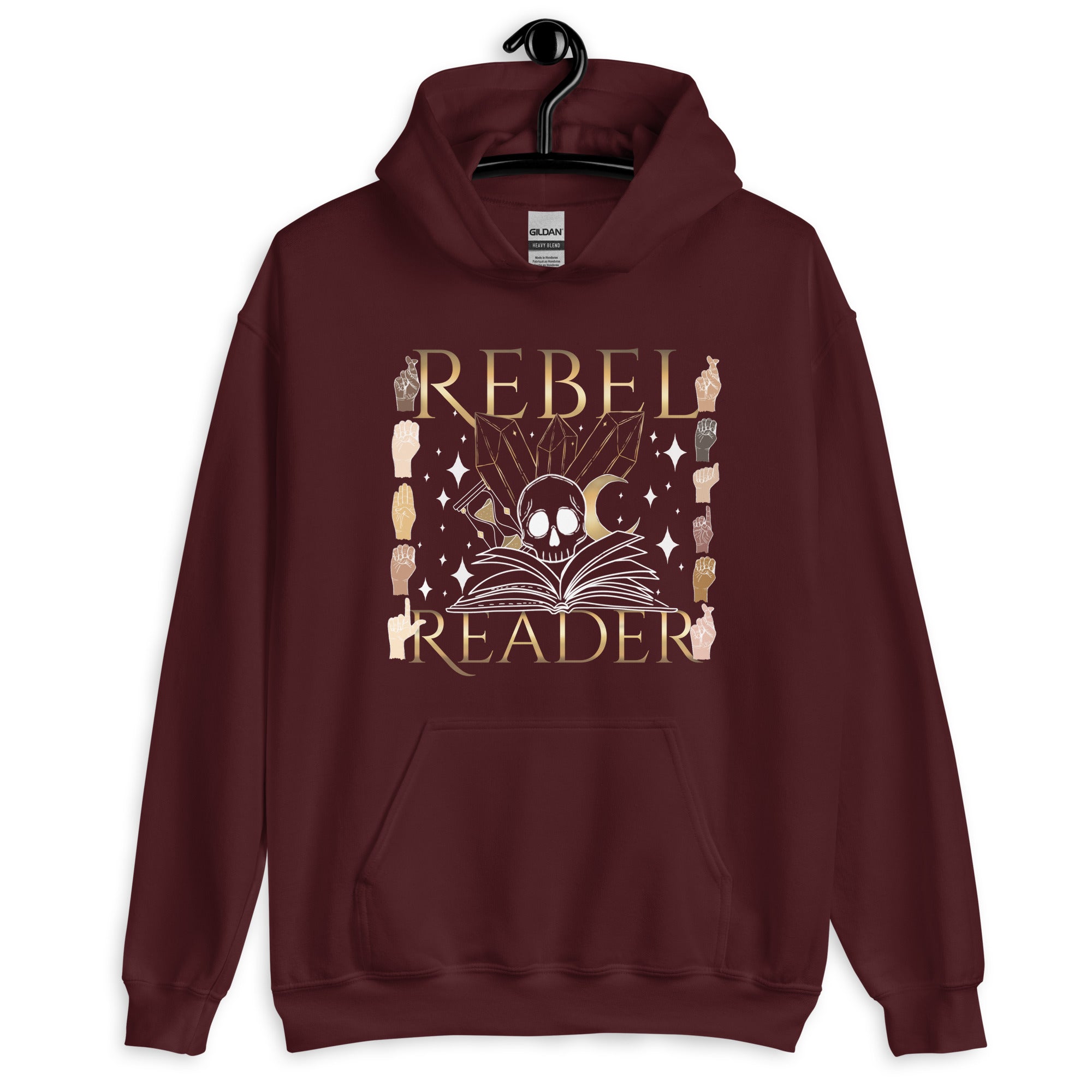 Rebel Reader Unisex Hoodie Gold Logo