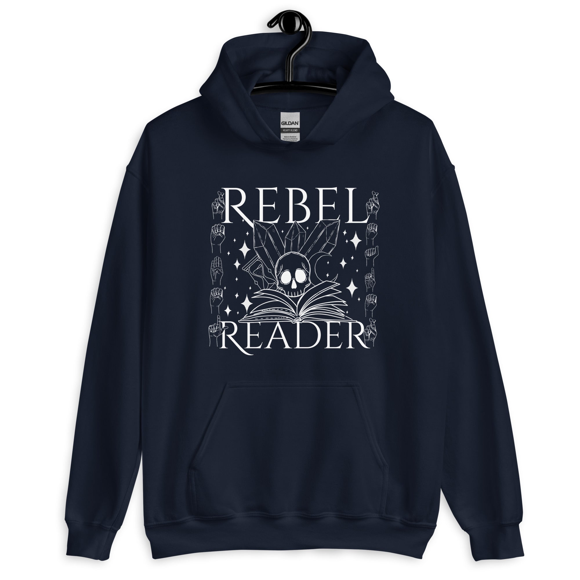 Rebel Reader Unisex Hoodie White Logo