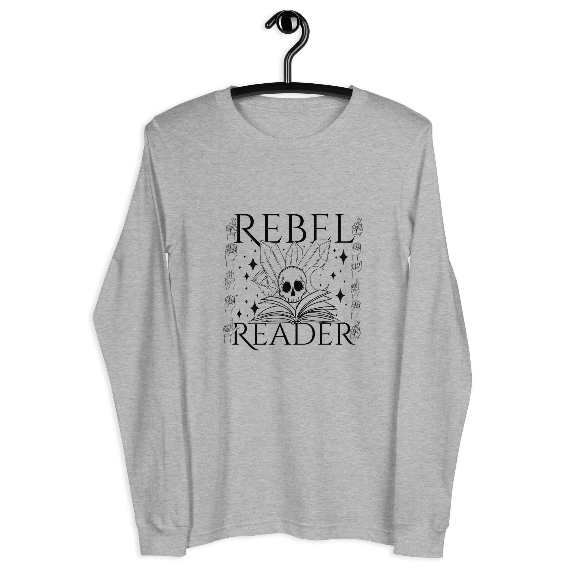 Rebel Reader Unisex Long Sleeve Tee Black Logo