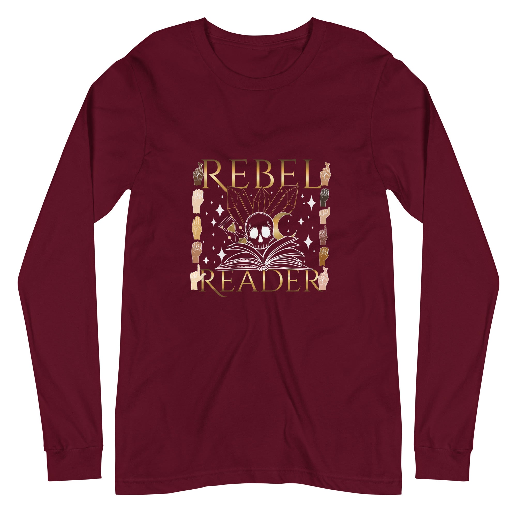 Rebel Reader Unisex Long Sleeve Tee Gold Logo