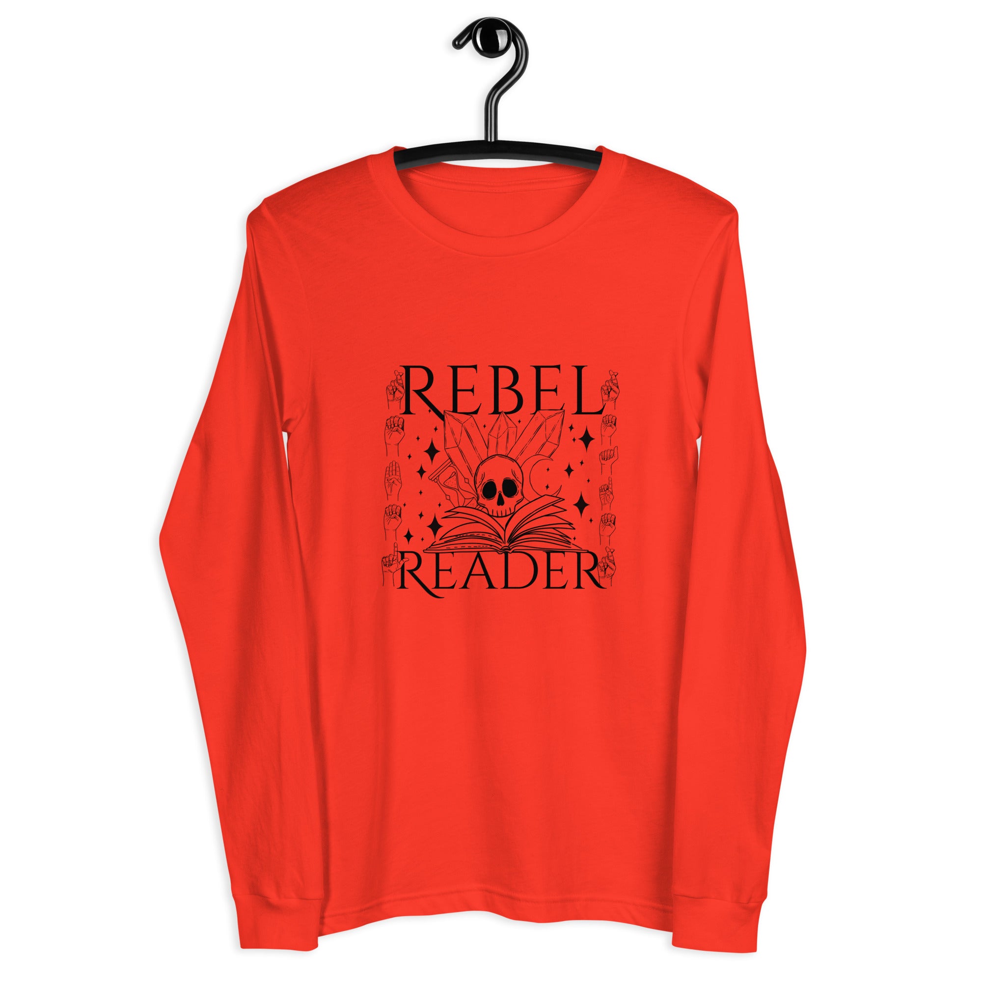 Rebel Reader Unisex Long Sleeve Tee Black Logo