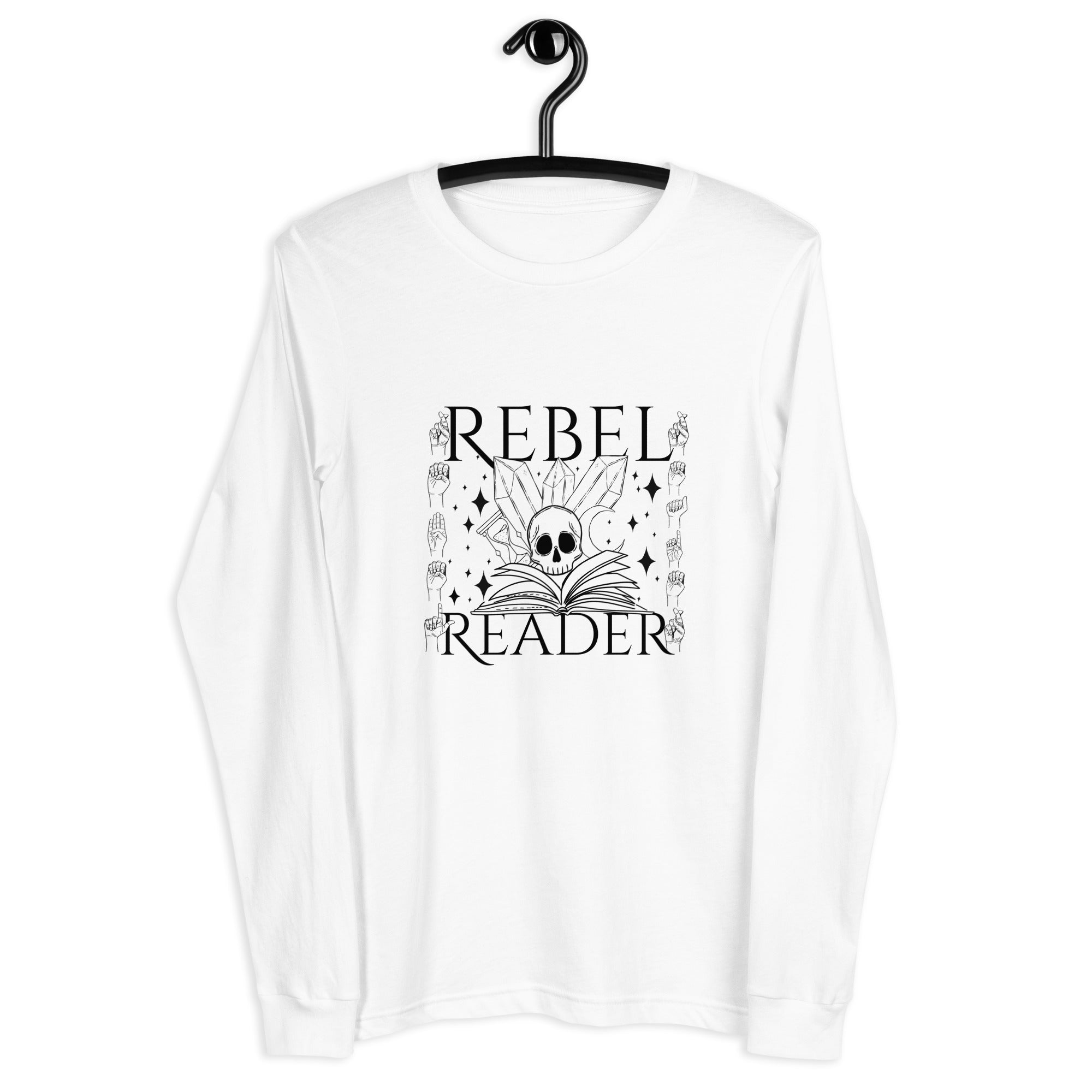 Rebel Reader Unisex Long Sleeve Tee Black Logo