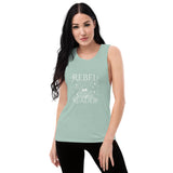 Rebel Reader Ladies’ Muscle Tank White Logo