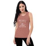 Rebel Reader Ladies’ Muscle Tank White Logo